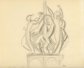 Embase de mât, trait, (graphite sur papier), (René Letourneur, monogrammé en bas à droite RL), (27cm x 21cm).