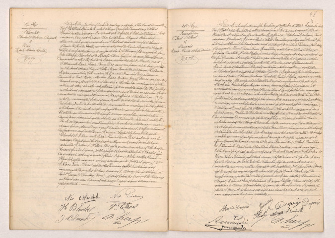 Acte de mariage de BLANCHET Charles Alphonse Auguste, veuf DIARD et MIS Marie Léonie Louise (14 septembre 1909), Acte de mariage de RENAUDIN Paul Albert et DESPRÉS Marie Louise Alexandrine (20 septembre 1909).