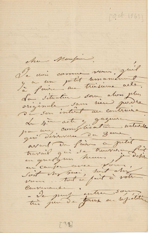 Lettre autographe signée de l'écrivaine Regnauld de Prébois Adèle à l'acteur Adolphe Laferrière [1863].