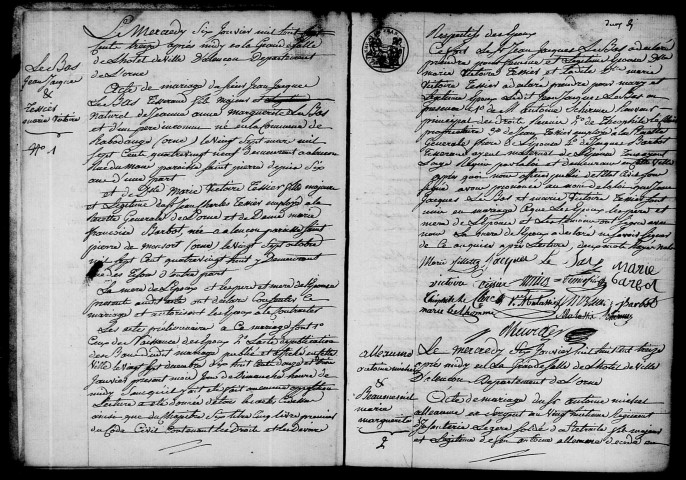 Registre des actes de mariage et divorce (1813).