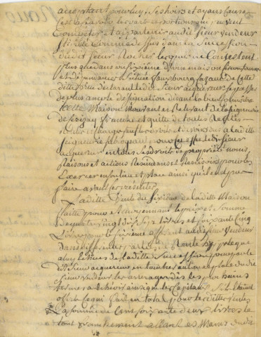 Contrat de vente entre le Sieur Claude Allix et Jean Desroches, d'une partie de la maison sise 45-47 rue Cazault (5 janvier 1790).
