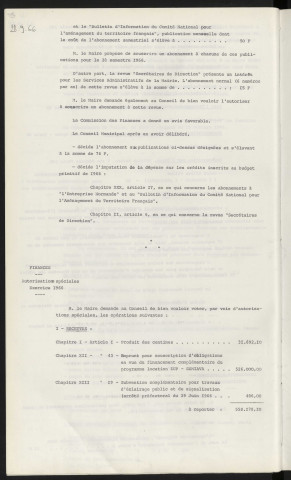 Abonnements à diverses publications. Autorisations spéciales, exercice 1966.