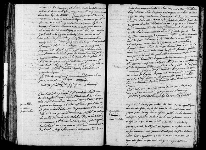 Acte de naissance de GRISARD Auguste (16 mars 1794),acte de naissance de COURTIN Marie Hyacinte (15 mars 1794),acte de naissance de PASQUIER Anne Victoire (17 mars 1794).