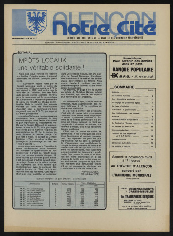 Alençon Notre Cité, journal des habitants de la Ville et des communes périphériques n°15 (octobre 1978).