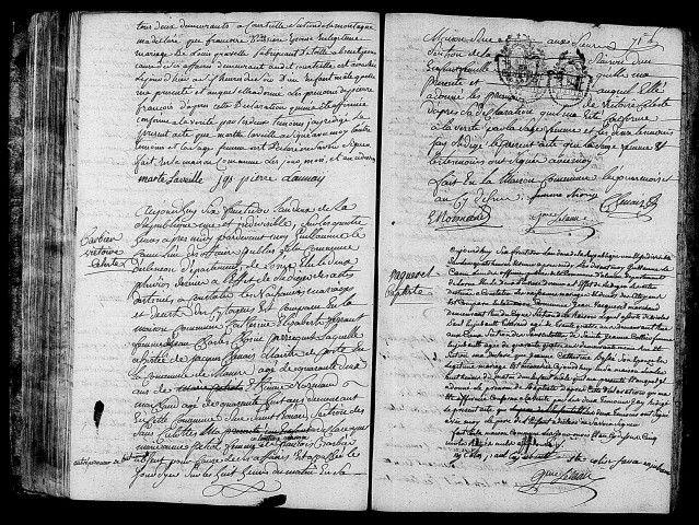 Acte de naissance de GRAVELLE Pierre François (17 août 1794),acte de naissance de BARBIER Victoire Céleste (22 août 1794),acte de naissance de VAQUEREL Baptiste (23 août 1794).
