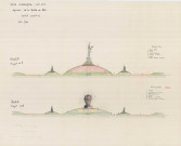 Square de la Halle au Blé, motif central, projet n°1 et n°2 (services techniques, éch : 1/50, 55.5x45).