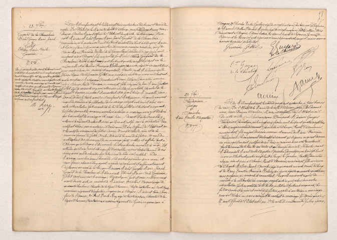 Acte de mariage de GUYARD Michel Georges Marie Joseph et GILLET Thérèse Marie Cécile (23 Septembre 1907), CLAUDEPIERRE Georges et QUIMBRE Marie Amélie Augustine (27 Septembre 1907).