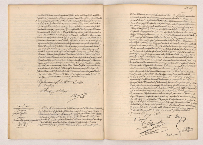 Acte de mariage de BOURDON Éléonore Jules Gustave et MÉNARD Victorine Marie (12 mai 1905), acte de mariage de ERNOULT Georges Gaston et TRÉGUY Jeanne Marguerite Augustine (15 mai 1905).