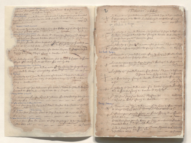 Paroisse Notre-Dame, registre des mariages et inhumations (1 décembre 1642 - 3 novembre 1647).