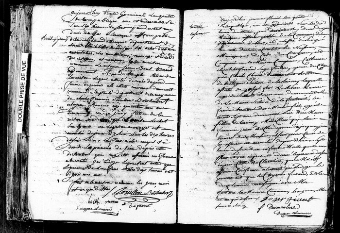Acte de naissance de BOUL Jean (18 avril 1796),acte de naissance de TREMUREL DESMOULINS Arsène (19 avril 1796).