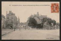 Alençon (Orne), Entrée de Montsort et du Boulevard de la République, carte postale ancienne noir et blanc n°46, A.M.F éditeur, (date d'utilisation : 7 mars 1912), (14x9), acquisition 2020, AMA.