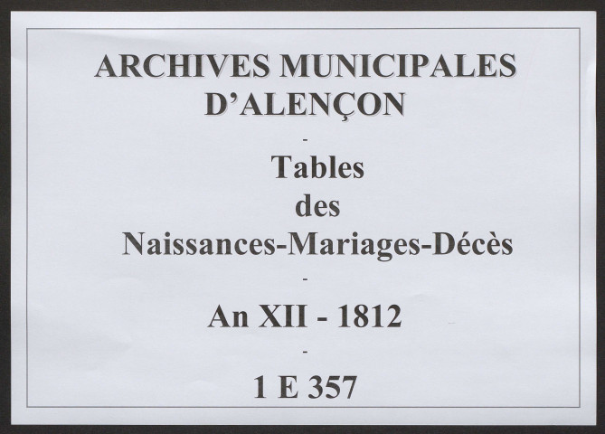 Tables décennales (1803-1812)