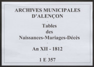 Tables décennales (1803-1812)