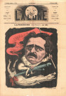 Caricature de l'acteur Adolphe Laferrière dans le rôle d'Antony par Gill, article sur l'histoire de la famille Laferrière, journal "La Lune", 3e année, n°84