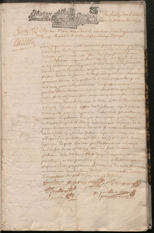 Registre des délibérations du conseil de Ville (18 novembre 1694 - 3 janvier 1703).
