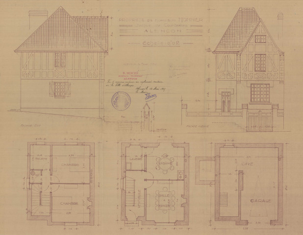 permis de construire n°9, Construction d'une maison d'habitation Avenue Courteille Alençon, (date de décision : 1935), (auteur du projet, architecte : MERCIER Robert).