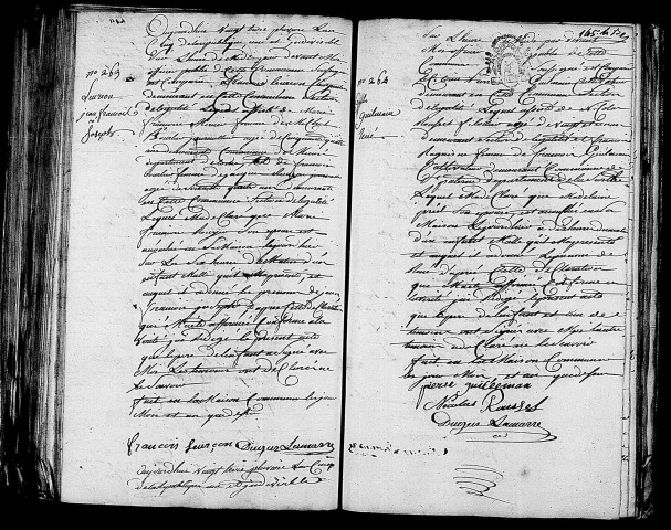 Acte de naissance de LEURCON Jean François Joseph (10 février 1797),acte de naissance de GUILMAIN René (10 février 1797).