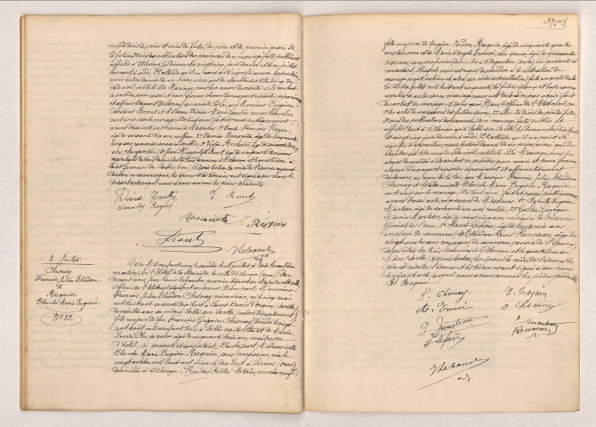 Acte de mariage de ROMET Eugène Constant et GAUTIER Désirée Marie (6 juillet 1905), acte de mariage de CHESNAY François Julien Théodore et RAQUIN Blanche Marie Eugénie (8 juillet 1905)