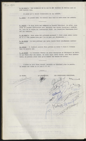 Mauvais état des trottoirs rue du 19éme Régiment de Mobiles. Difficulté d'implantation de nouvelle usine à Alençon, conseillers Municipaux peu nombreux.