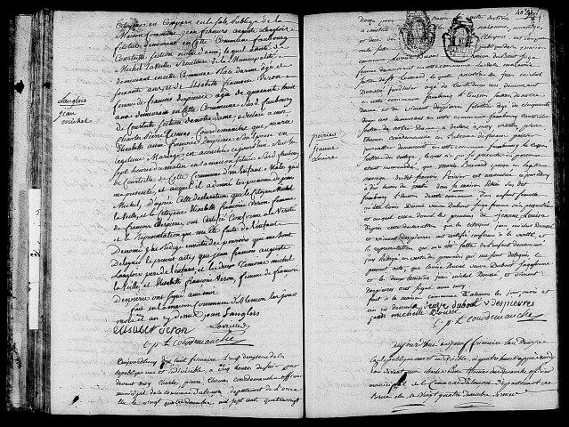 Acte de naissance de LANGLOIS Jean Michel (8 décembre 1793),acte de naissance de POIRIER Jeanne Louise (9 décembre 1793),acte de naissance de PROVOST Pierre François enfant naturel (9 décembre 1793).