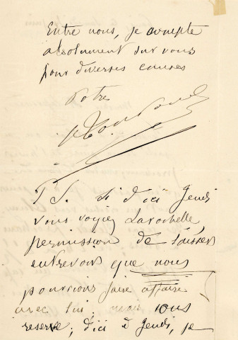 Lettre autographe signée de l'écrivain Alfred Edouard Touroude à l'acteur Adolphe Laferrière [4 juin 1870].
