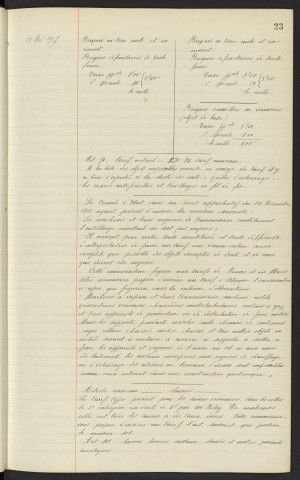 Octroi, révision du règlement, tarif d'Octroi, rapport