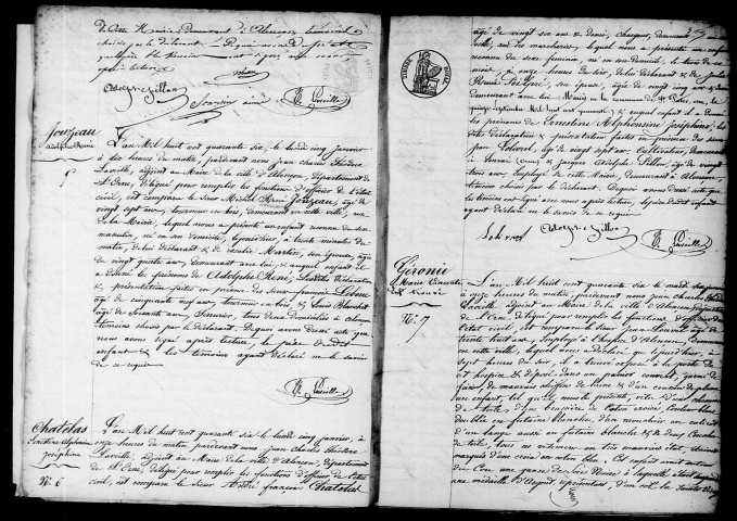 Registre des actes de naissance et adoption (1846).