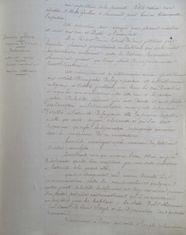 aménagement d'une entrée et d'un escalier en pierre de granit en haut de l'allée des Promenades (rue de Candie) : délibération (14 juin 1850).