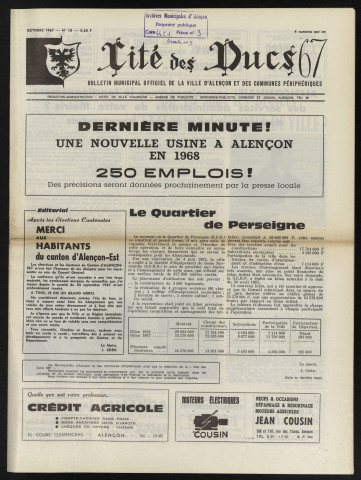 Cité des Ducs, bulletin municipal officiel de la Ville d'Alençon et des communes périphériques n°10 (octobre 1967).