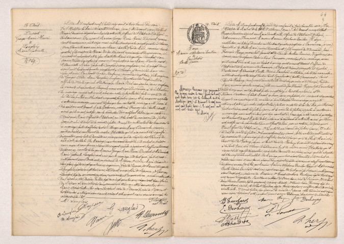 Acte de mariage de DUPONT Georges Marie Henri et LANGLAIS Marie Gabrielle (16 août 1909), Acte de mariage de HAYE Maurice Alphonse Emilien et TOUCHARD Berthe Désirée (19 août 1909).