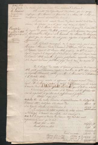 Registre des délibérations du conseil municipal (10 mai 1839 - 31 mars 1843)