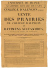 Université de France, Académie Royale de Caen, vente des prairies du collège d'Alençon et bâtiments accessoires en vingt lots séparés, par adjudication (12 juillet 1828), affiche, Imprimerie Poulet-Malassis.