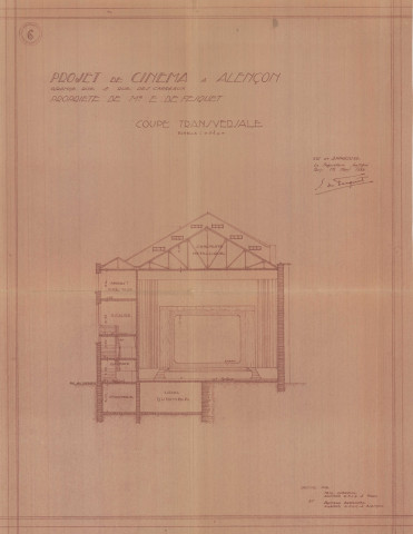 permis de construire n°11, Construction d'un cinéma Rue Carreaux et Grande Rue Alençon, (date de décision : 1934), (auteur du projet, architecte : DUBREUIL et BESNARD).