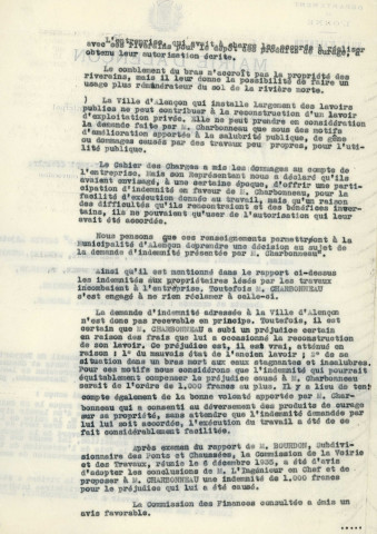 Lavoir charbonneau (rue Grande Sarthe), indemnisation pour la construction d'un nouveau lavoir suite au comblement du bras mort de la rivière la Sarthe (8 octobre - 17 décembre 1935) : délibérations, correspondance, rapport, notes.