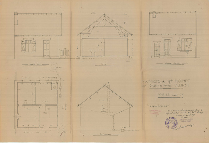 permis de construire n°13, Construction d'une maison d'habitation Impasse Boucher de Perthes Alençon, (date de décision : 1938), (auteur du projet, architecte : MERCIER Robert).