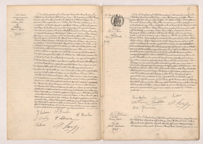Acte de mariage de BOURLIER Adrien Jules et LABARRE Yvonne Marie (15 avril 1909), Acte de mariage de THOMAS Henri Pierre et BONDIE Marie Antoinette (19 avril 1909), Acte de mariage de CONTREL François Joseph et BOUILLIE Juliette Alphonsine (19 avril 1909).