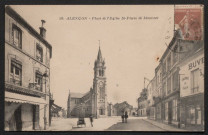 Alençon (Orne), Place de l'Église Saint-Pierre de Montsort, carte postale ancienne noir et blanc n°19, Arecole Nantes, (date d'utilisation : 7 septembre 1929) (14x9), acquisition 2020, AMA.