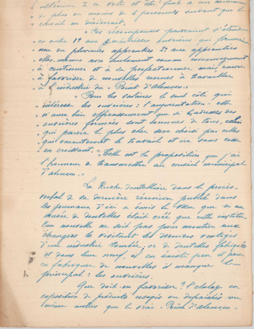Point d'Alençon, demande de crédit pour perpétuer l'industrie dentelière plutôt que d'investir dans la création d'un musée de dentelles : correspondance de G. Huignard (directeur de la fabrique de Point d'Alençon et président de la "Ruche dentellière").