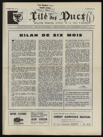 Cité des Ducs, bulletin municipal officiel de la Ville d'Alençon n°2 (octobre 1965).