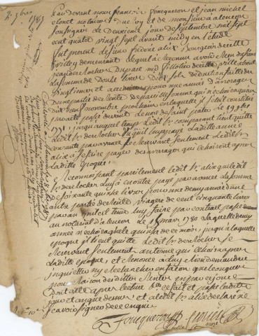 Quittance de Frédéric Allix (2 septembre 1787).