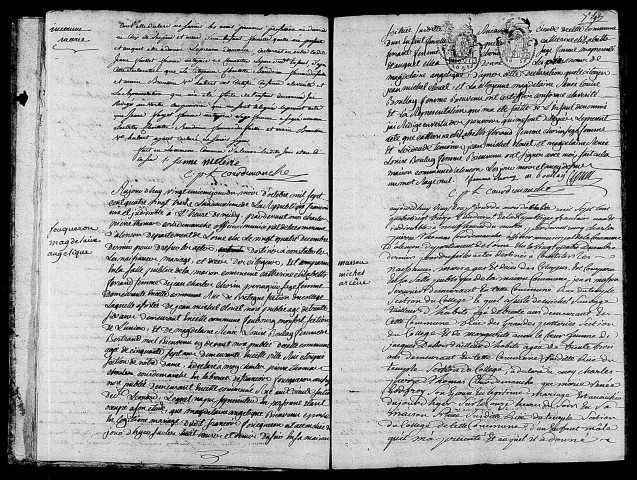 Acte de naissance de Marie enfant trouvé (19 octobre 1783),acte de naissance de FOUQUERON Madeleine Angélique (20 octobre 1793),acte de naissance de MASSON Michel Arsène (21 octobre 1793).