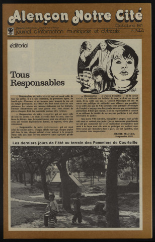 Alençon Notre Cité, journal d'information municipale et districale n°44 (octobre 1981).