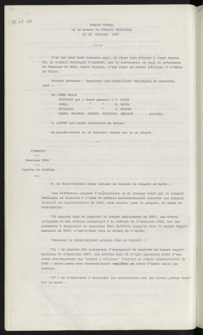 Sommaire sur les affaires à délibérer. Finances, exercice 1966, rapports de crédits.