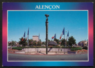 Alençon (Orne), La place du Général de Gaulle et le monument aux morts, (archit : Hourlier-sculpteur : Letourneur), carte postale moderne en couleur n°1, Artaud frères, éditeurs, Carquefou-Nantes, sd, (15x10,5), acquisition 2020, AMA.