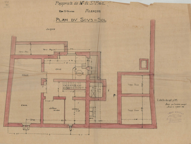 permis de construire n°3, construction d'une maison d'habitation Rue Saint-Blaise Alençon, (date de décision : 1907), (auteur du projet, architecte : MOINET Léon ).