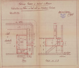 Patronage Paroisse de Montsort, construction d'une cabine avec local isolé pour opérateur cinéma : plan, coupe (Louis Legoût, ech : 0.02, 25 juillet 1942).