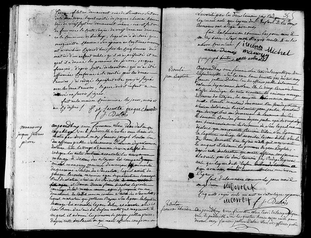 Acte de naissance de CONEAU Pierre Jacques François (29 novembre 1794),acte de naissance de MANNOURY Jacques Julien Pierre (30 novembre 1794),acte de naissance de BOURBE Jean Baptiste (30 novembre 1794),acte de naissance de TOUTAIN François Théodore (30 novembre 1794).