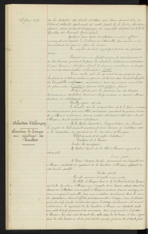 Troupes américaines cantonnées à Alençon, règlement des droits d'Octroi. Abattoir d'Alençon, location de locaux au syndicat des bouchers