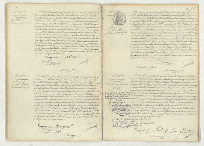 Reconnaissance de LEGAGNEUX Jean Alphonse Léon (18 décembre 1907),reconnaissance de BOCQUET Eugène Marie (18 décembre 1907),reconnaissance de JOUIN Paul Henri (18 décembre 1907),acte de naissance de COUPET Pierre Georges Gérard (18 décembre 1907).