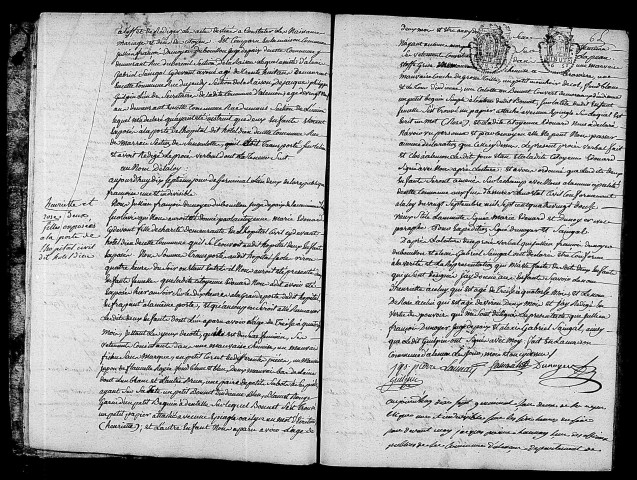 Acte de naissance de Henriette enfant trouvé (6 avril 1794),acte de naissance de Rose enfant trouvé (6 avril 1794),acte de naissance de COQUILLARD Amant (6 avril 1794).